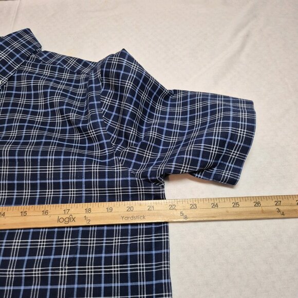 Roundtree Yorke Gold Label Shirt Mens Size S Blue Plaid Short Sleeve Non Iron 57 - Picture 4 of 9